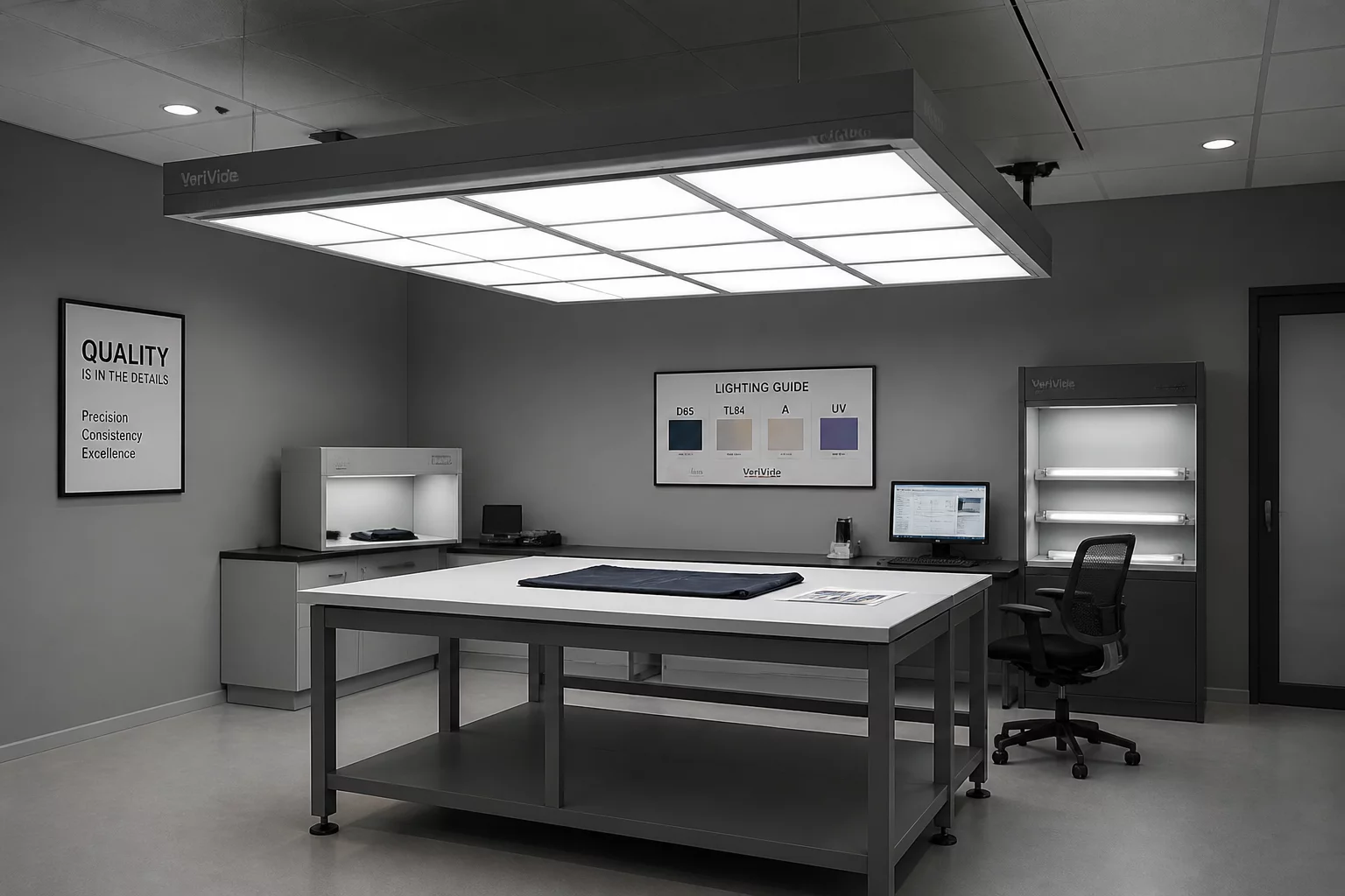 An inspection room optimized with neutral colors and controlled lighting